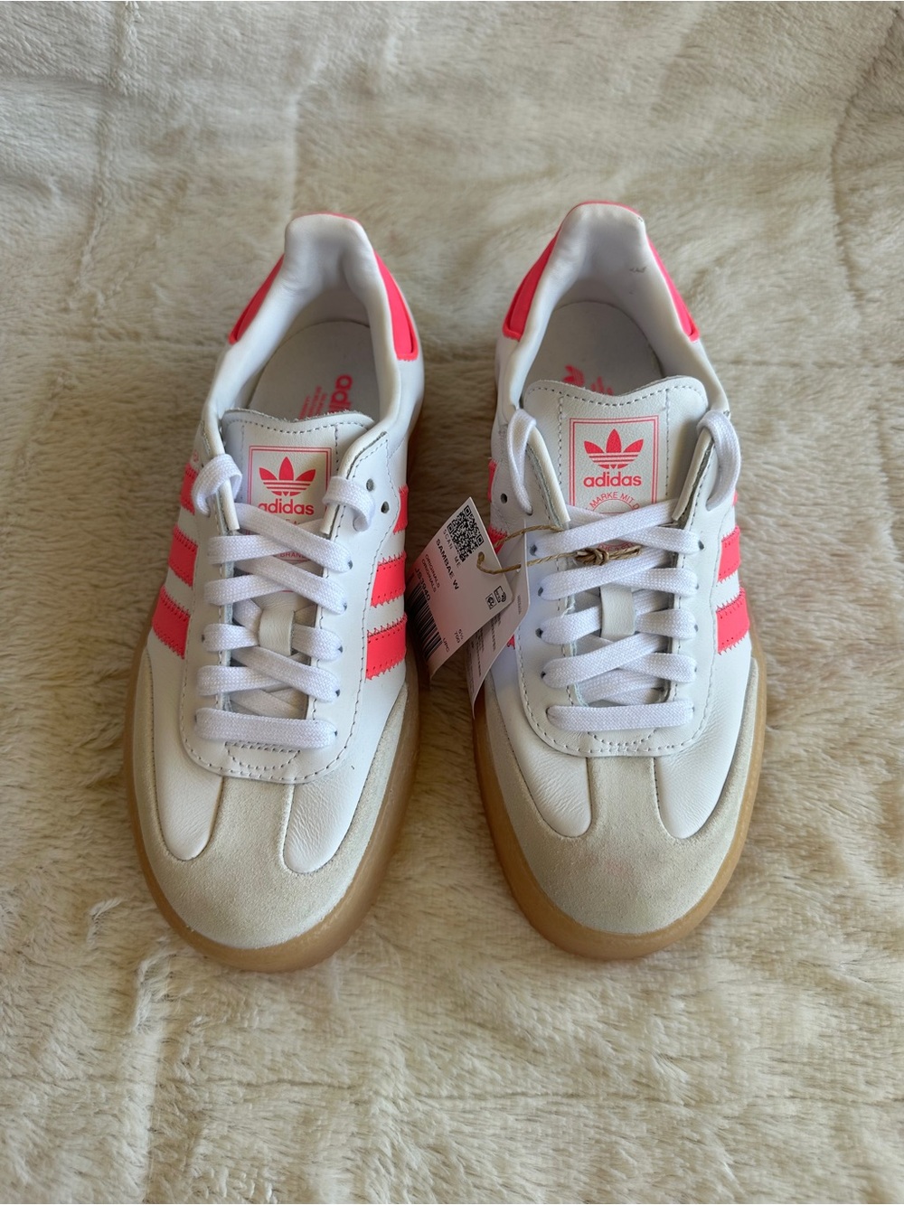 NWT Adidas Originals Sambae White and Bright Pink, W 7 - Picture 7 of 12